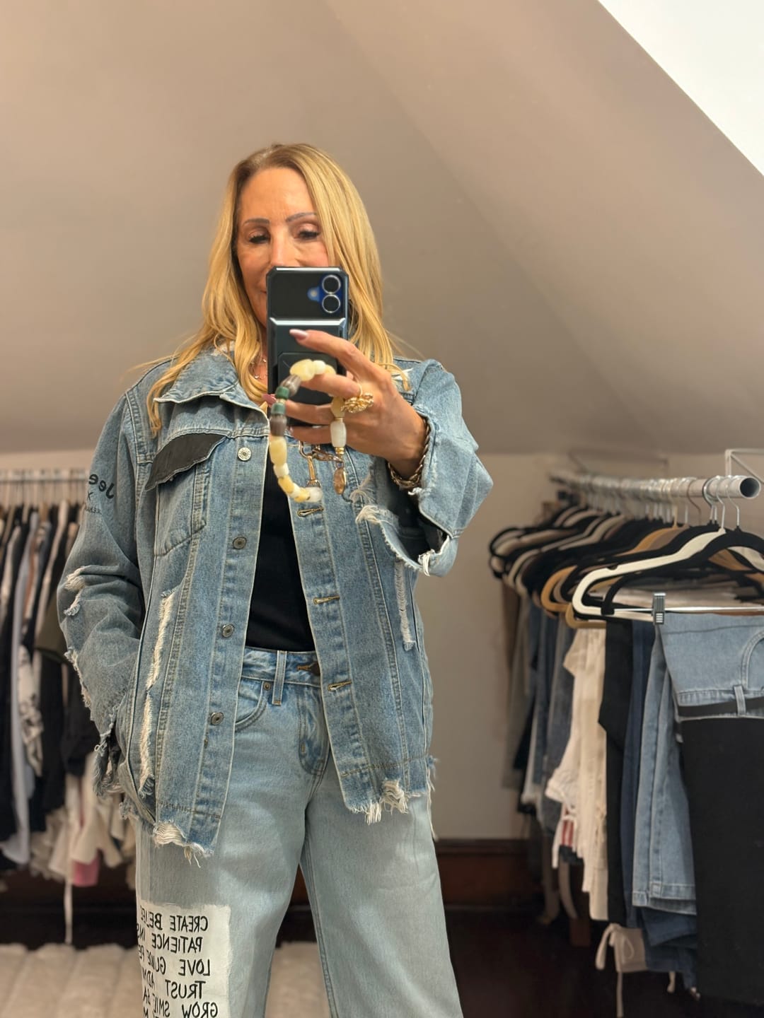 Customer photo review of 'Positive Vibes' Painted Levi's Jeans