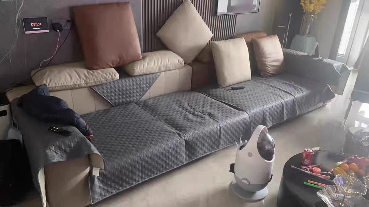 Customer photo review of LeatherAir Water-Resistant Quilted Modular Sofa Protector