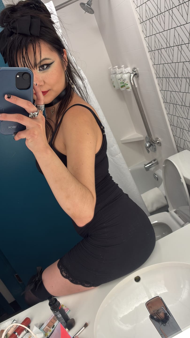 Customer photo review of AngelSkin™ Cloud Soft Bodycon Slip Black Dress