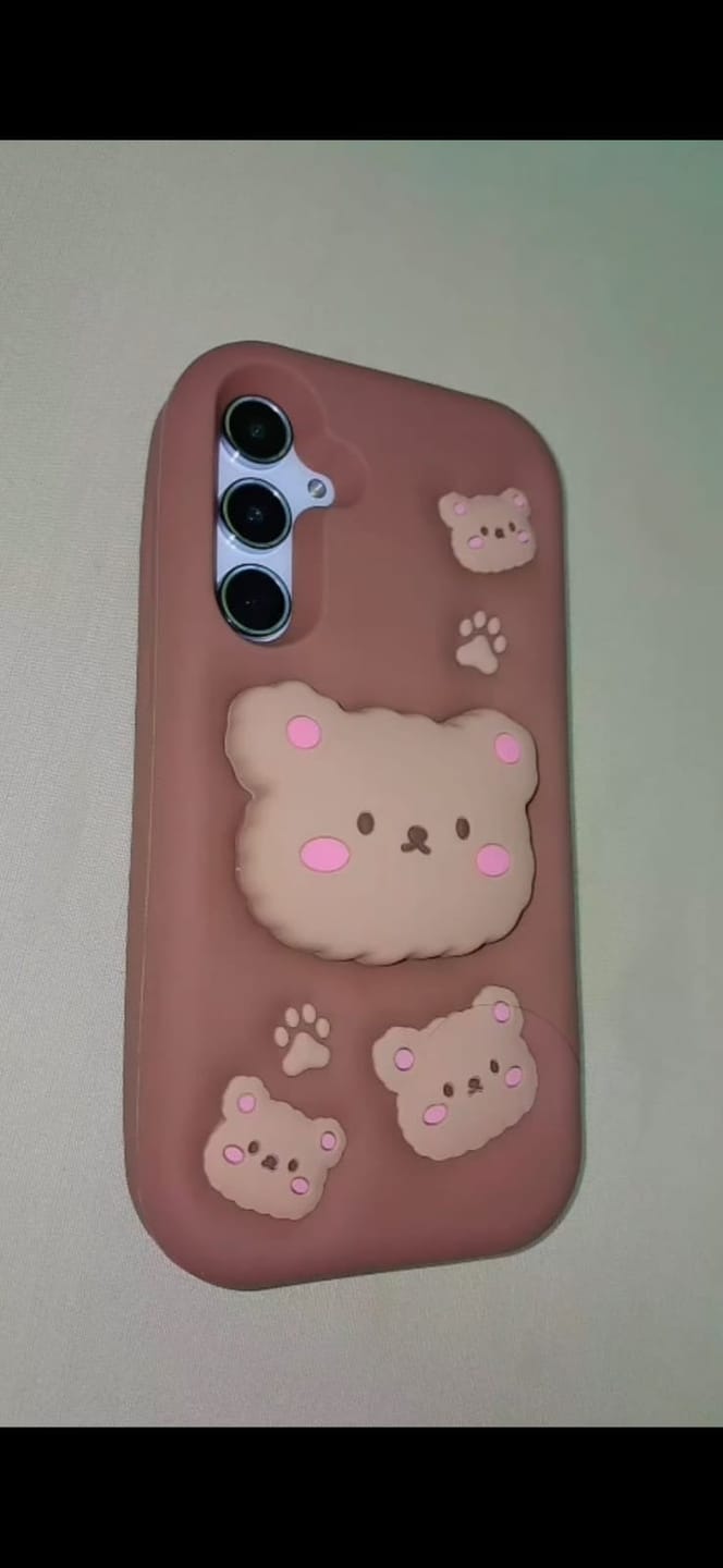 Customer photo review of Samsung 3D Brown Pre-Order Teddy Bear Stand Phone Holder Soft Silicone Rubber Case