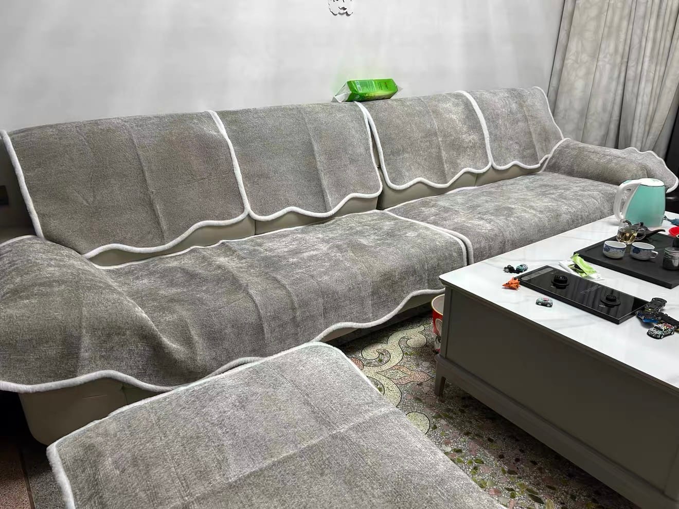Customer photo review of Wavelle Waterproof Plush Velvet Pet Couch Cover