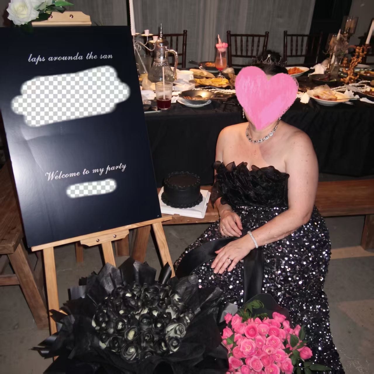 Customer photo review of Gothic Black Dsigner Sequin Gown with Ruffled Bodice and Strapless – Black Formal Wear Dresses with Corset Back Plus Size