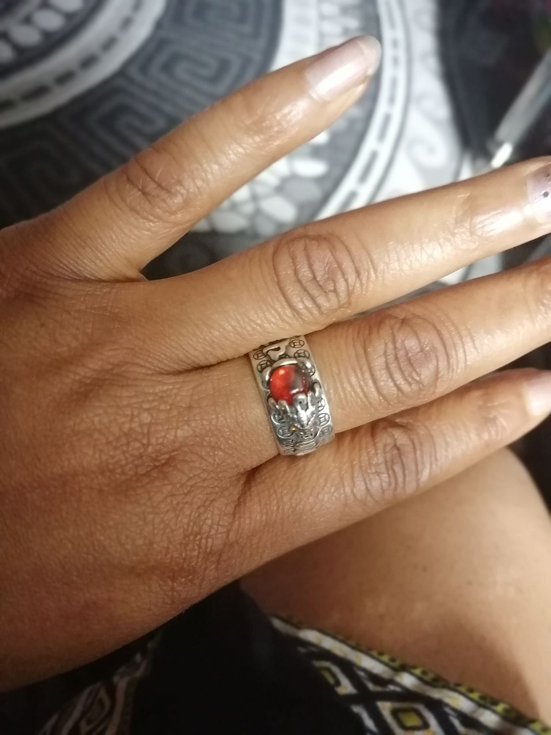 Customer photo review of FREE Today: Wealth & Protection Garnet Pixiu Blessing Mantra Ring