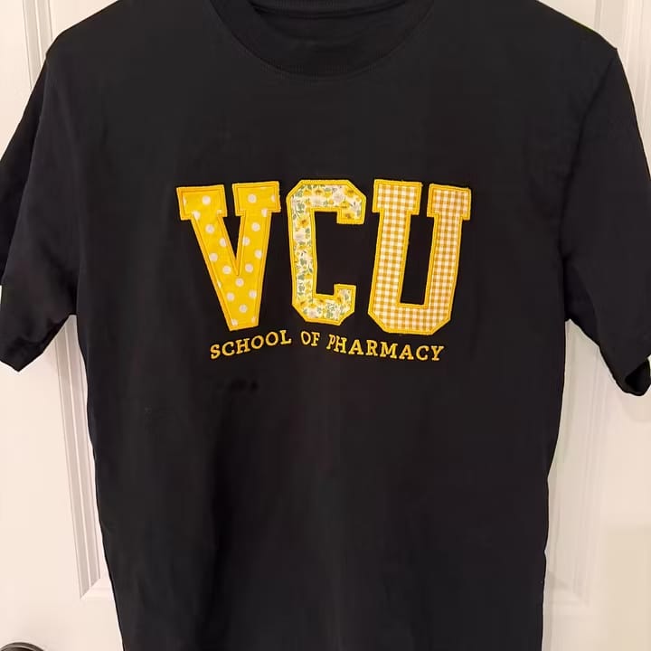Customer photo review of Custom Patchwork Fabric Embroidered Sweatshirt Team and School Name Applique Varsity Letters