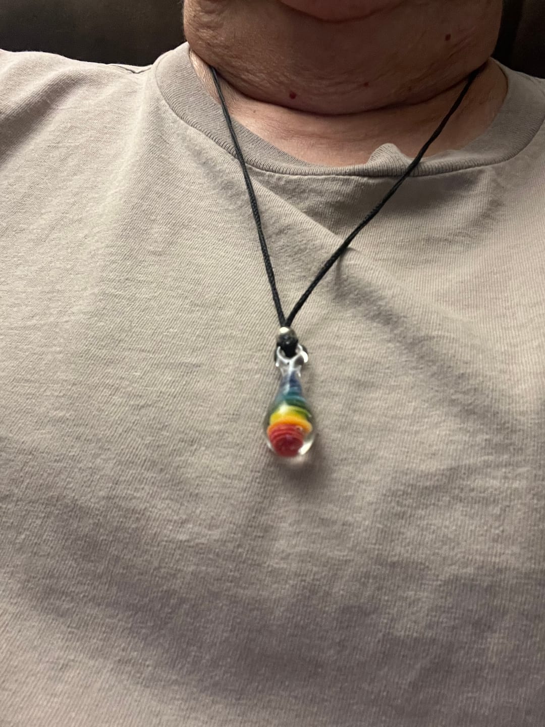 Customer photo review of Dainty Rainbow Drop Pendant