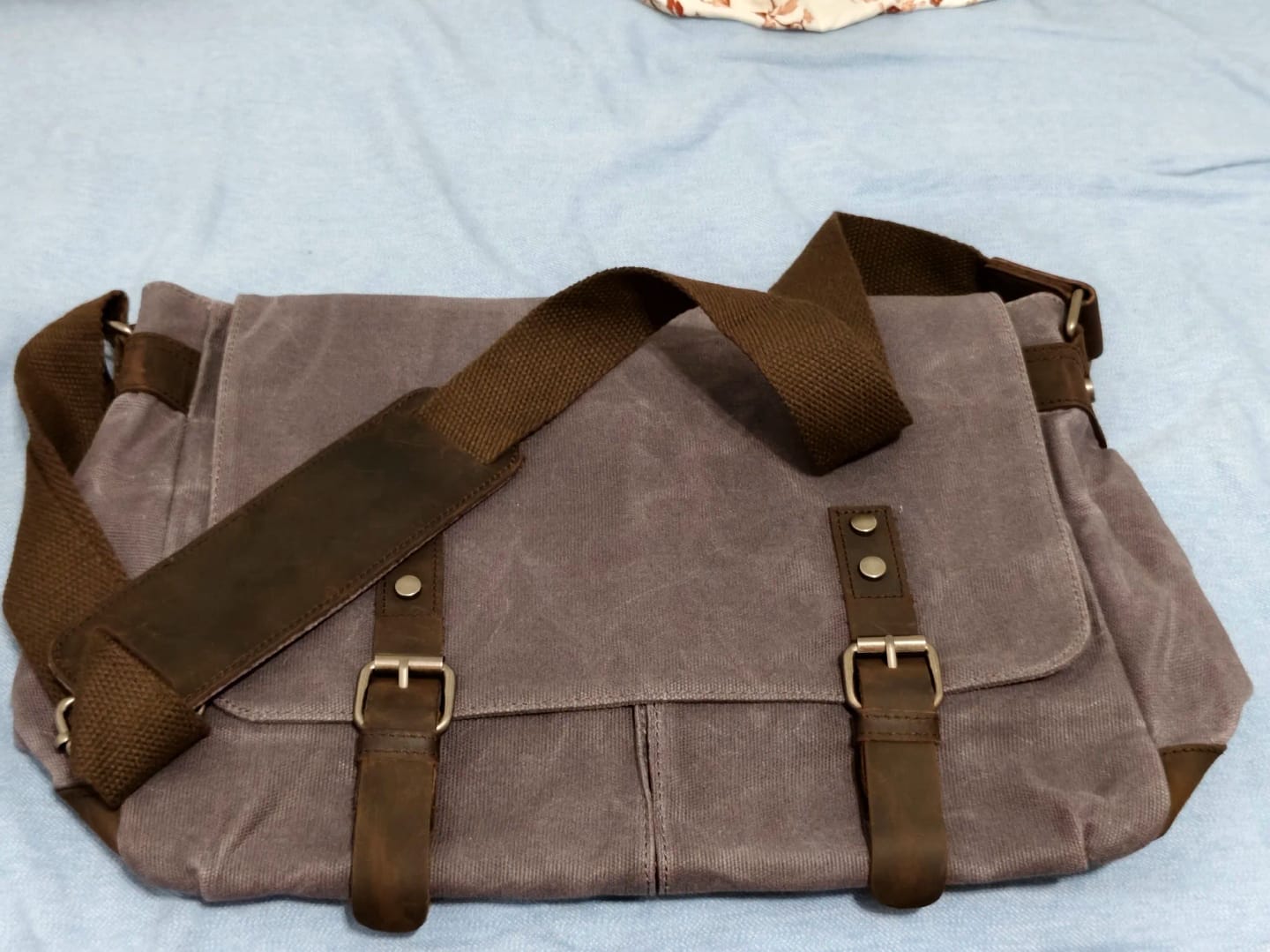 Customer photo review of Oil-Waxed Canvas Sling Bag