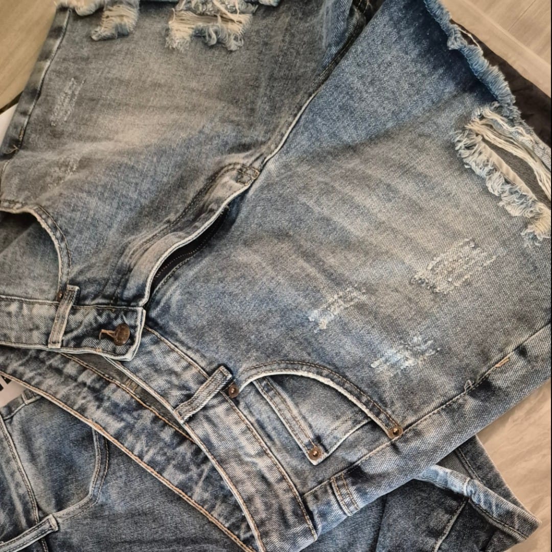 Customer photo review of Distressed Denim Shorts