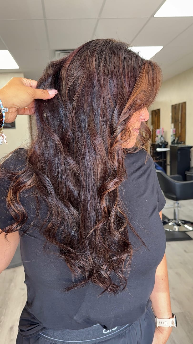 Customer photo review of Double Weft Human Hair Clip in Extensions for Women Darkest Brown (#2)