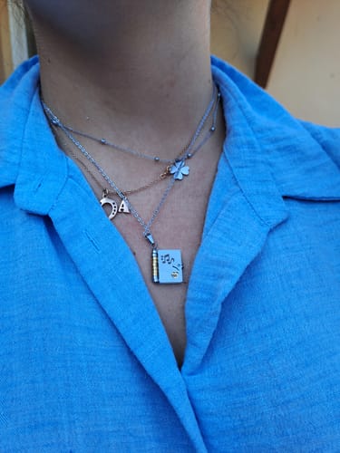 Customer photo review of Portachiavi/Collana Book Sei la cosa più bella... Frase incisa