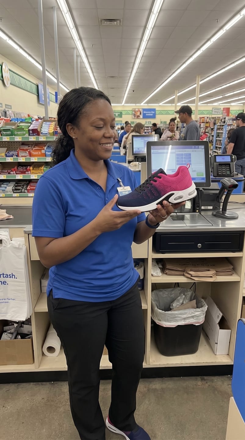 Customer photo review of Norvan 12-Hour Shift Shoes for All-Day Foot, Knee & Back Pain Relief