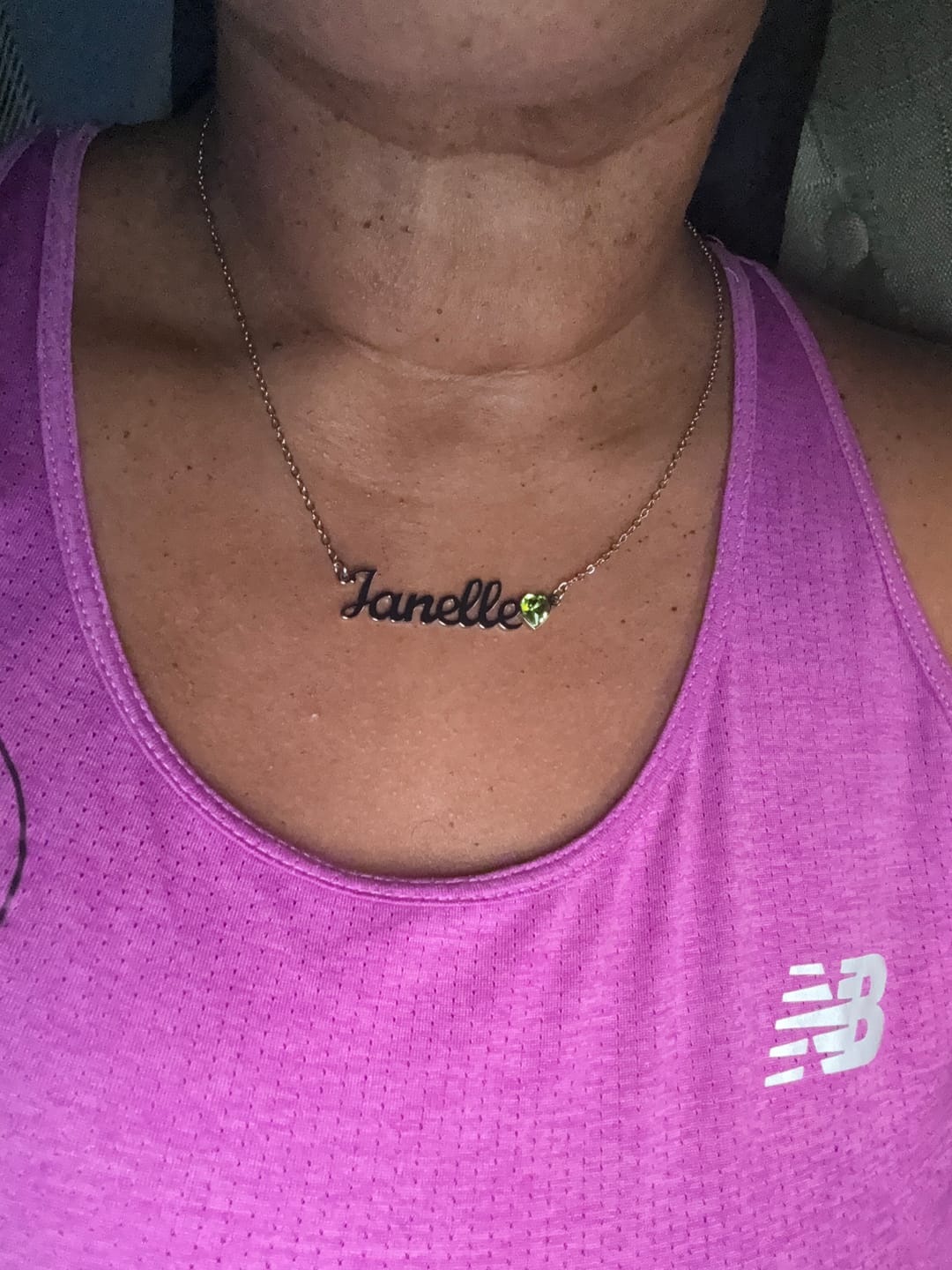 Customer photo review of Birthstone Name Necklace