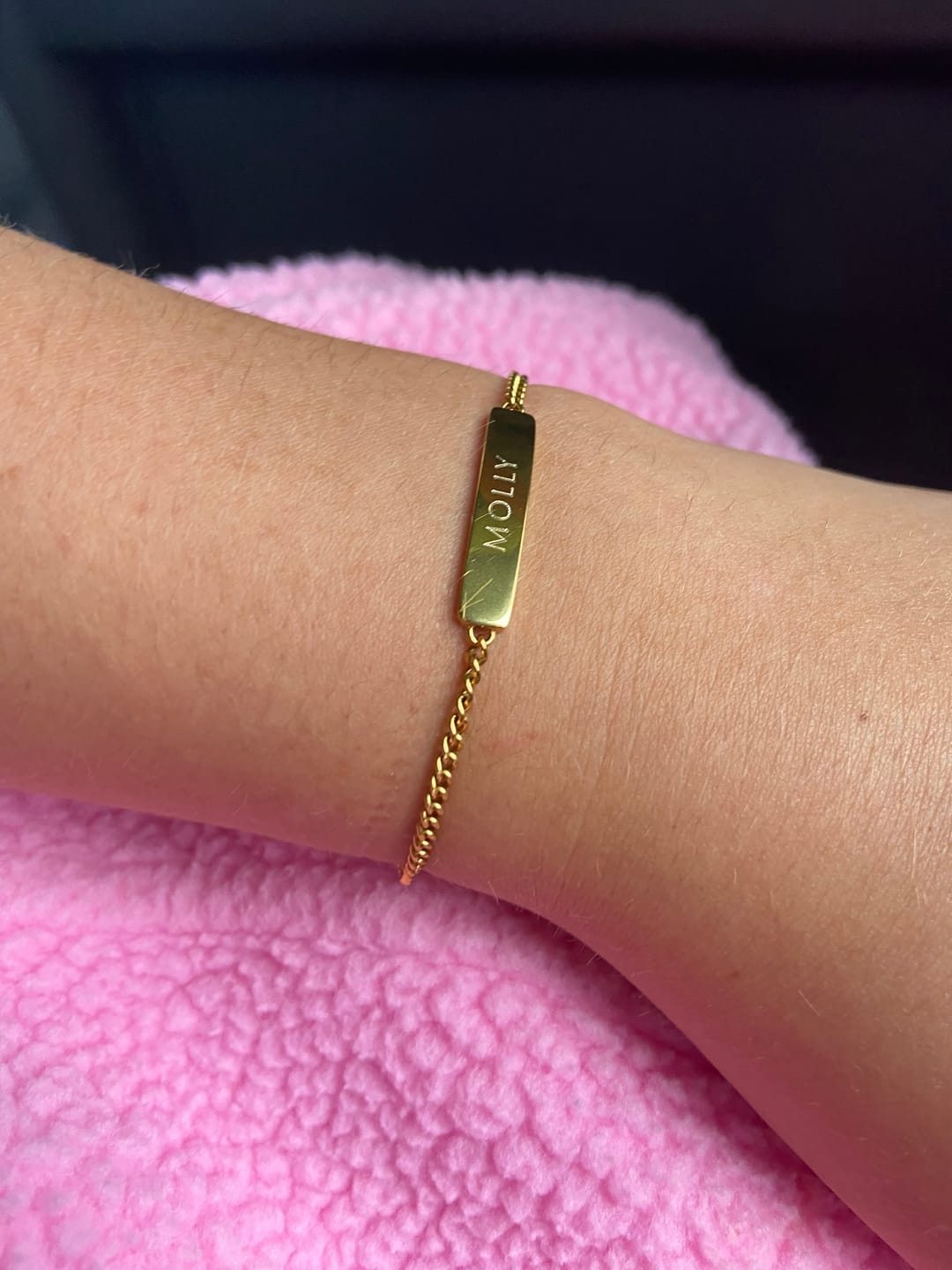 Customer photo review of The Engraved Bracelet Gold