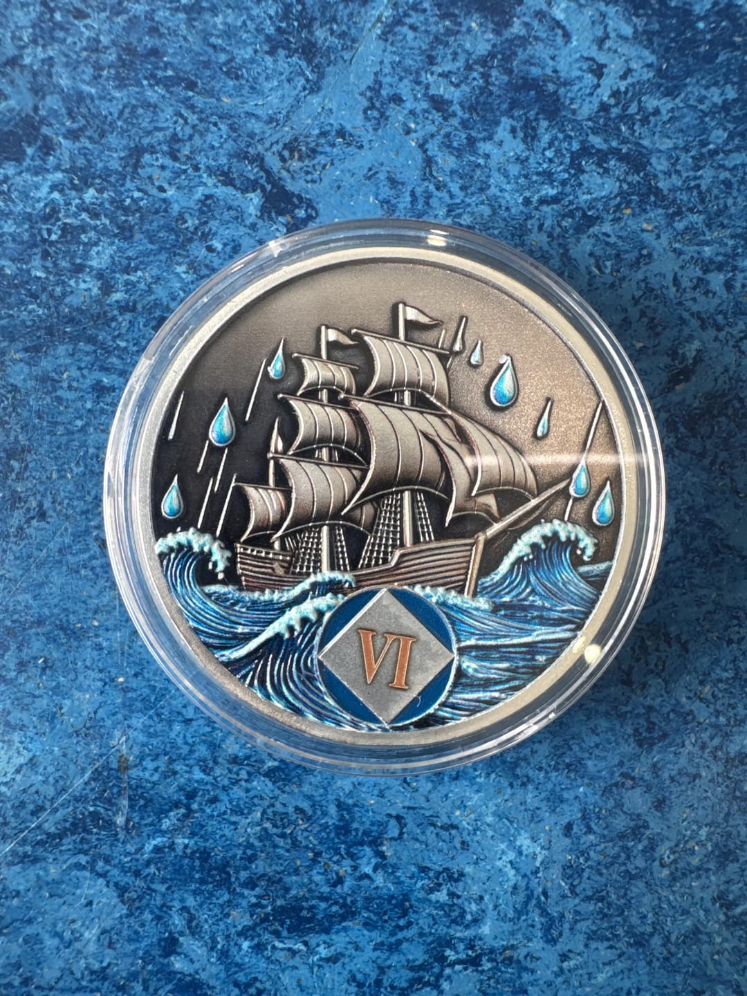 Customer photo review of Personalized Braving the Storm NA Recovery Coin – Personalize Any Day, Month or Year