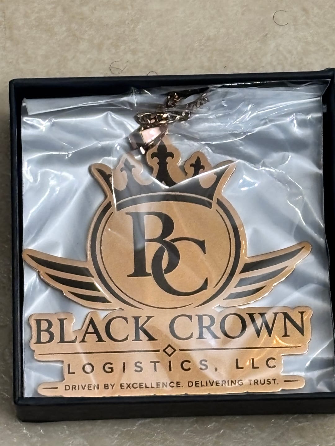 Customer photo review of Custom Logo Engraved Photo Pendant Necklace