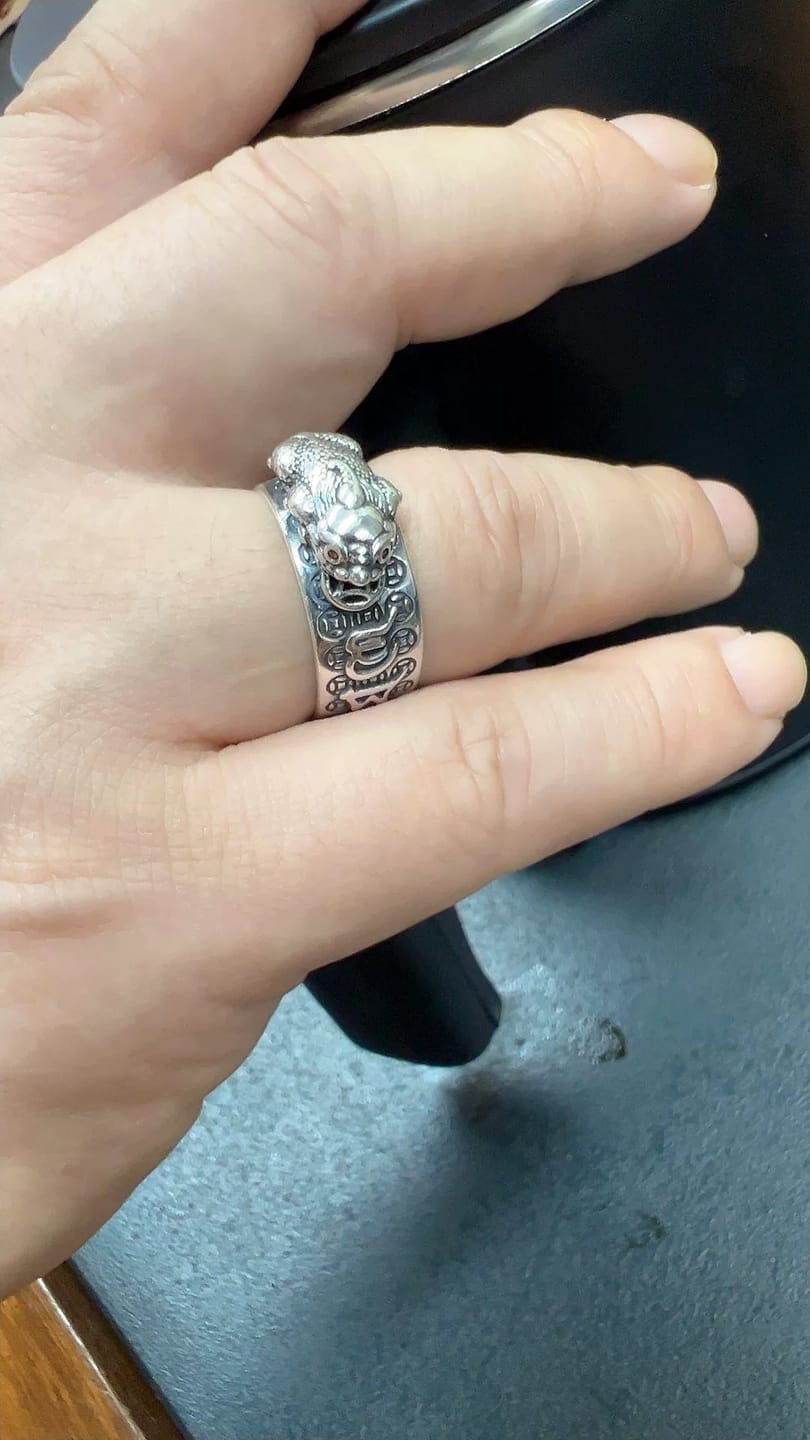 Customer photo review of FREE Today: FengShui Pixiu Mantra Ring for Wealth Success & Protection