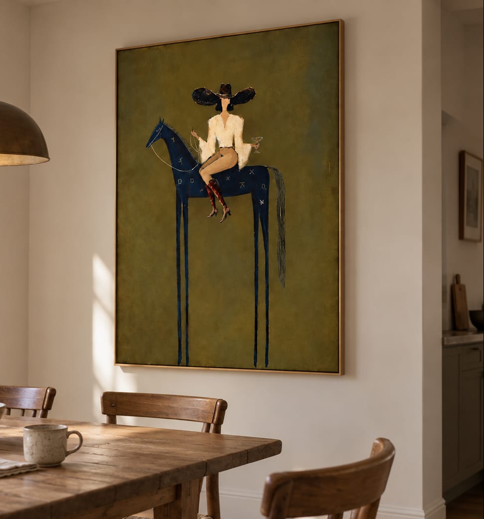 Customer photo review of Midnight Toast-Cowgirl Horse Painting