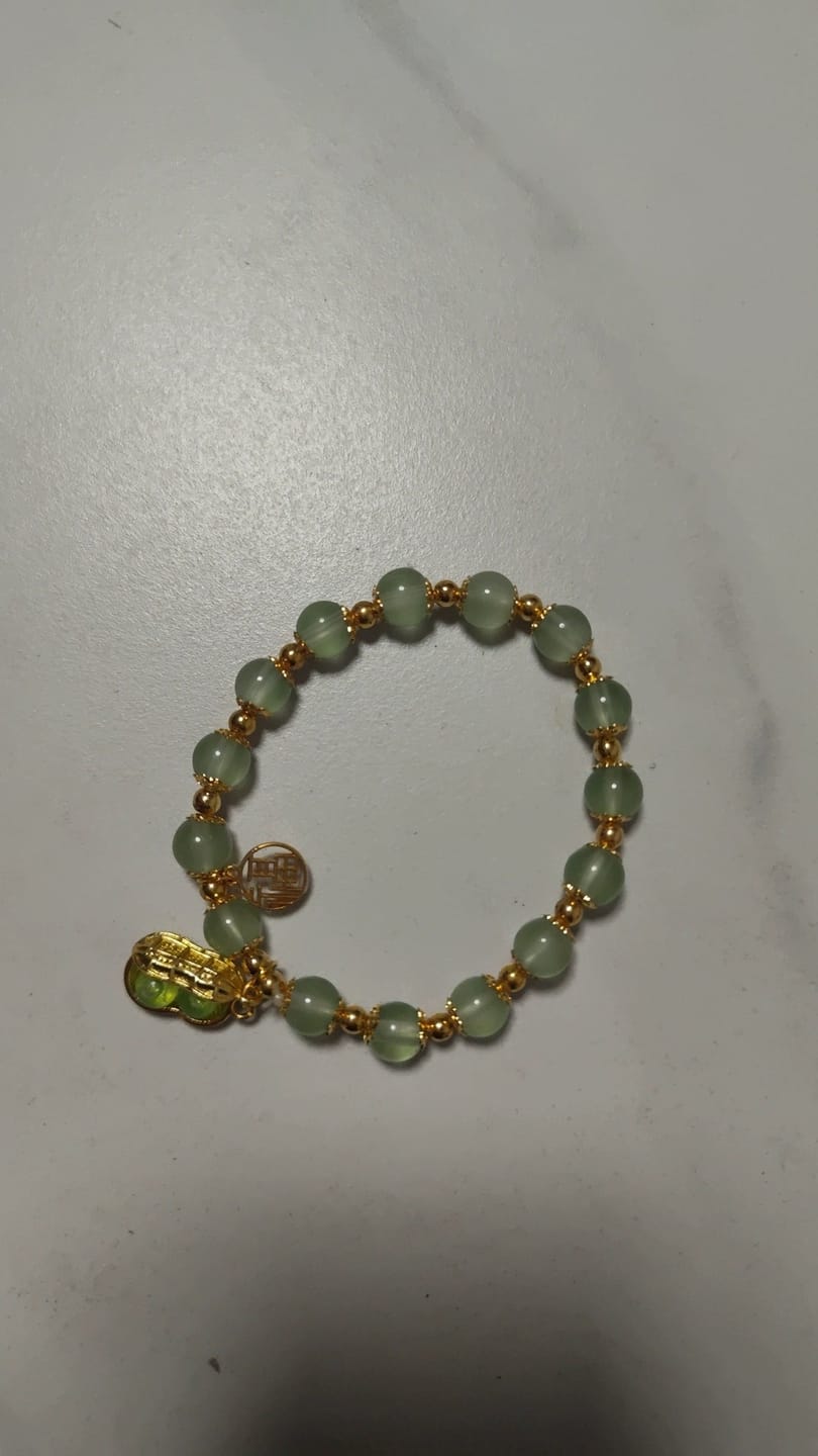 Customer photo review of FuAttract Good Fortune & Prosperity Hetian Jade Peanut Charm Double Layer Luck Bracelet