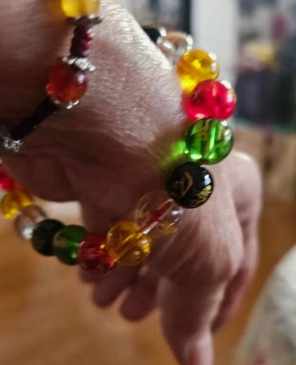 Customer photo review of FREE Today: Protection Harmony & Good Luck Om Mani Mantra Gold Foil Engraved Colorful Glaze Bracelet