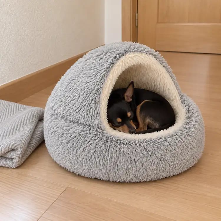 Customer photo review of Snuggle Haven Cozy Cave Pet Bed