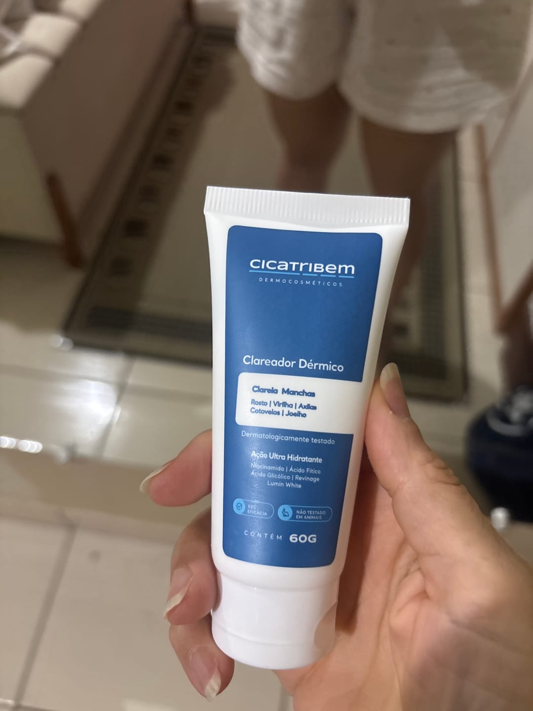 Customer photo review of Creme Clareador de Manchas – Melasma, Axilas, Virilha, Áreas Íntimas, Rosto e Corpo