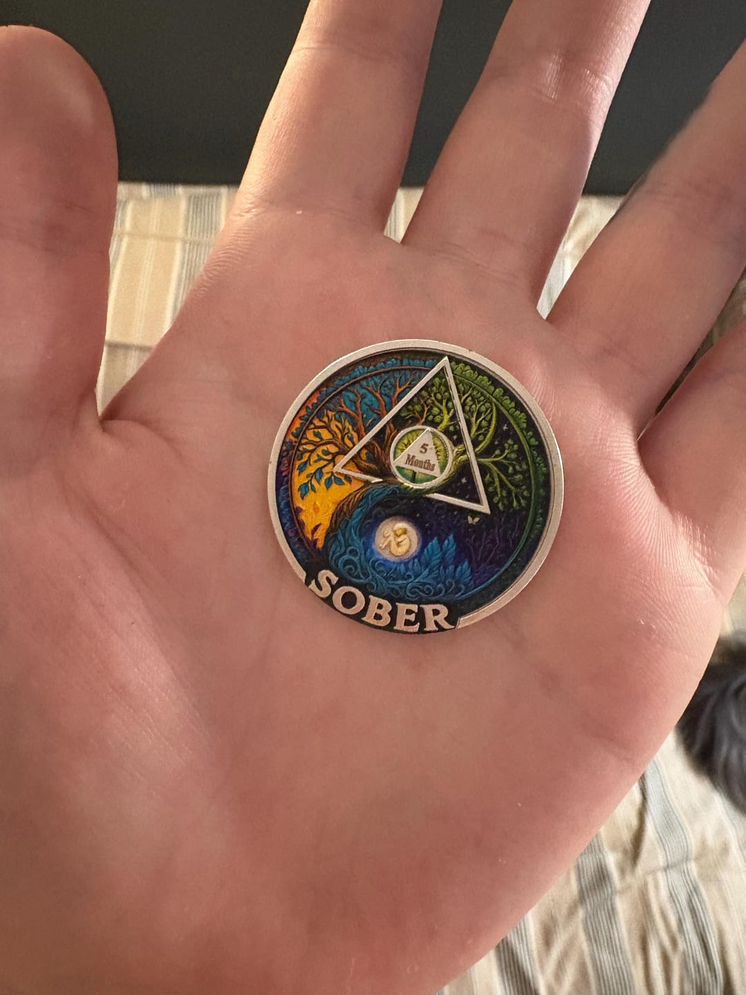 Customer photo review of Personalized Day–Night Cycle Sobriety Coin – Personalize Any Day, Month or Year