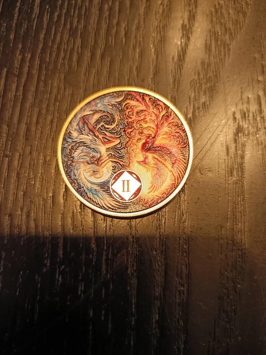 Customer photo review of Personalized Phoenix Fairy Sun and Moon NA Recovery Coin – Personalize Any Day, Month or Year