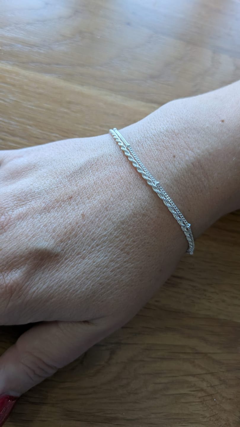 Customer photo review of Sterling Silver Double Strand Beaded Rope Bracelet