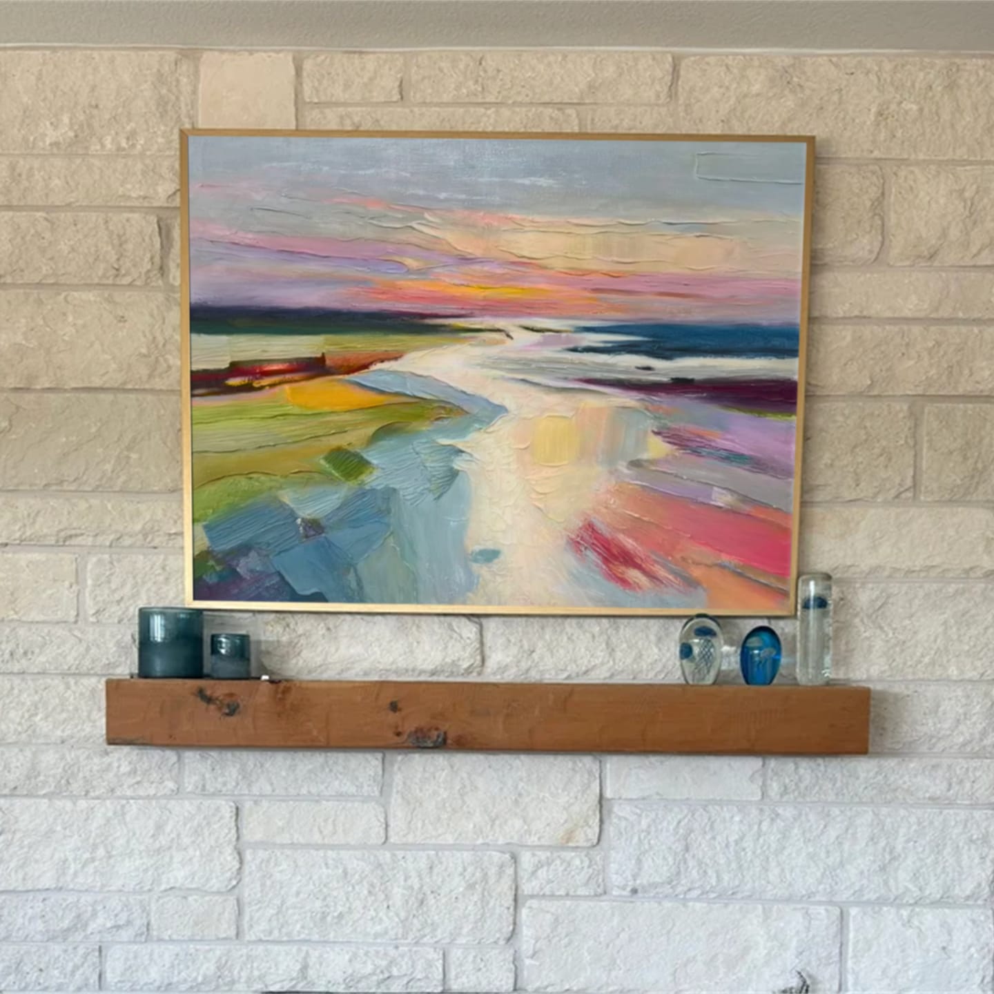 Customer photo review of Colorful Ocean And Sky Abstract Textured Wall Art #OS134