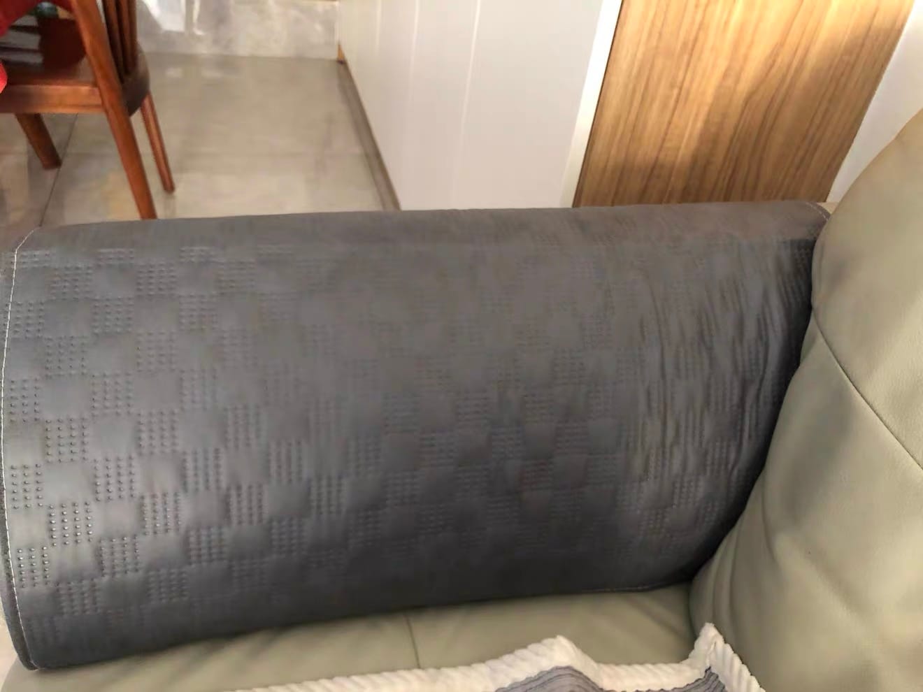Customer photo review of LeatherAir Water-Resistant Quilted Modular Sofa Protector