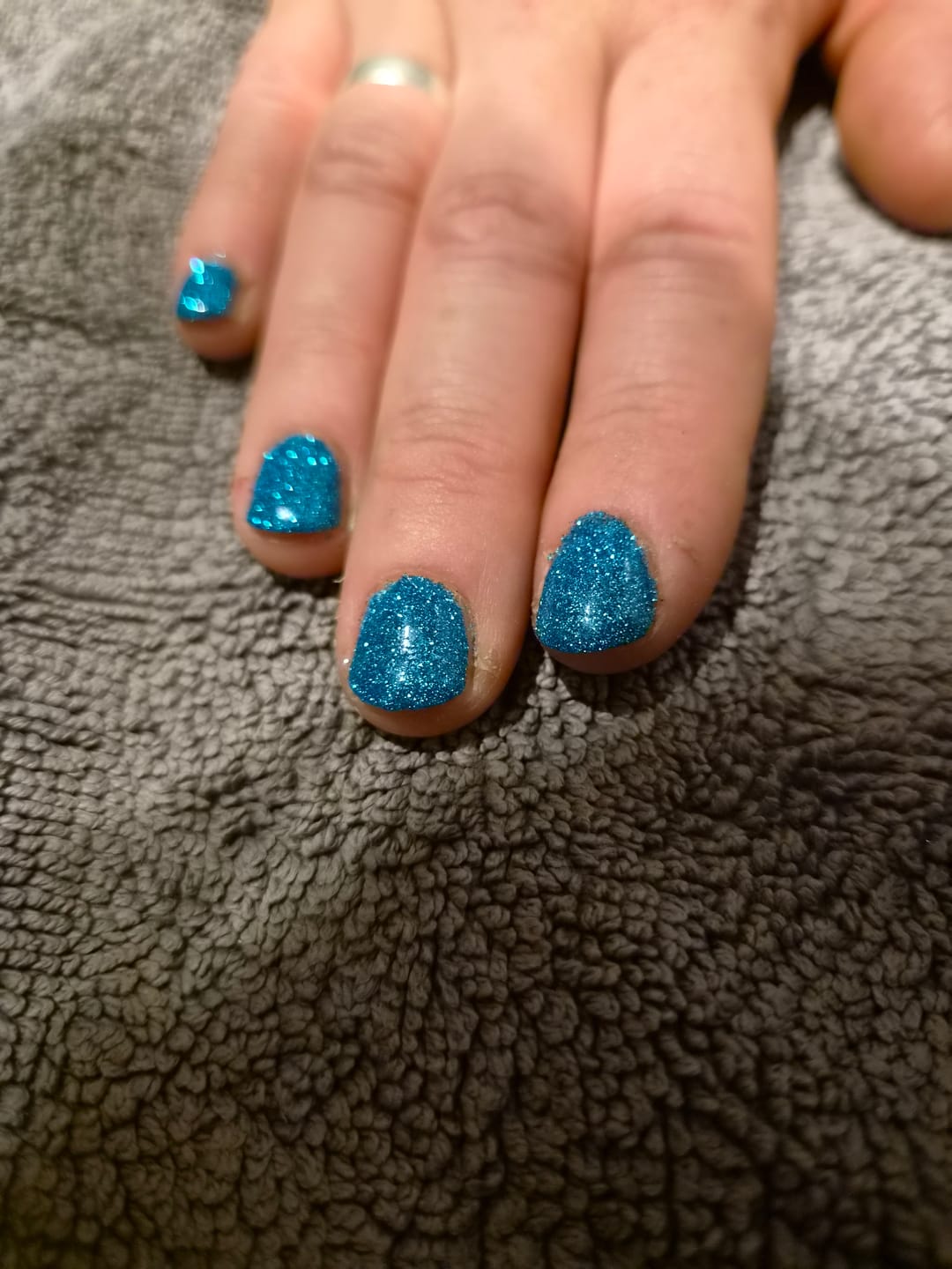 Customer photo review of Haze Blue Dipping Powder