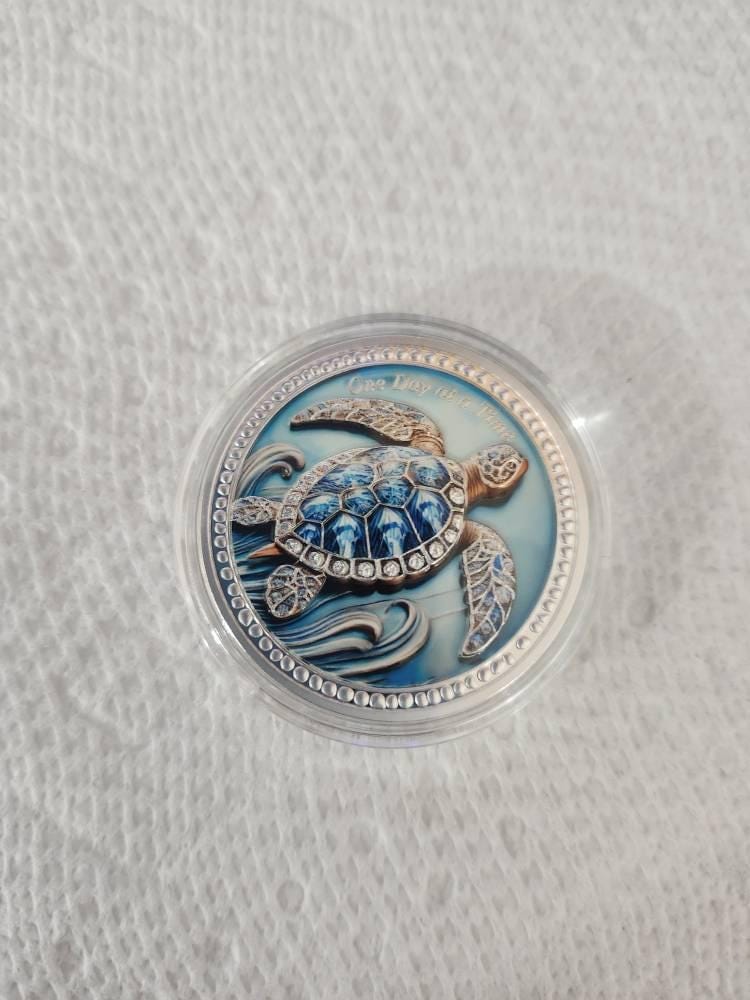 Customer photo review of 3D Turtle Sobriety Coin – One Day at a Time Recovery Token