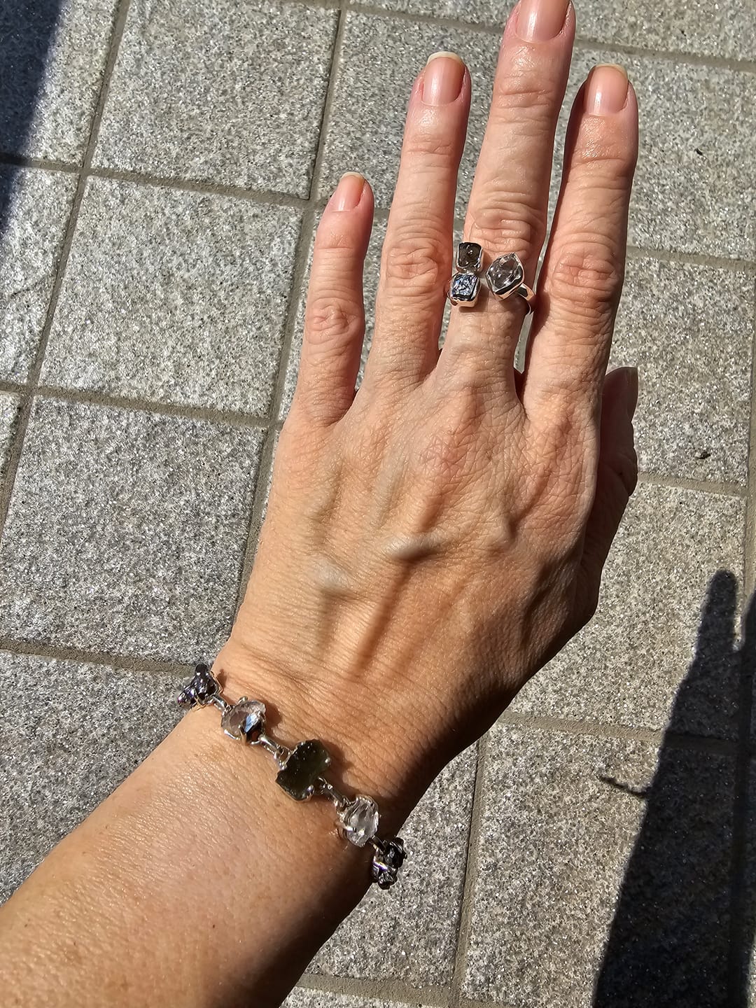 Customer photo review of Bracciale Moldavite, Herkimer, Meteorite Campo del Cielo | Argento 925