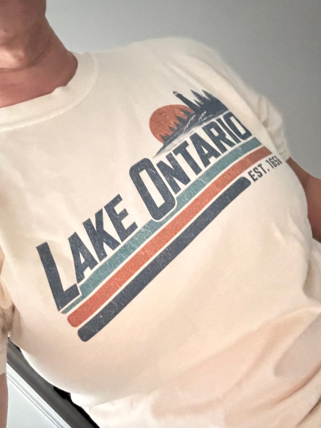 Customer photo review of Lake Ontario Retro Stripe T-Shirt