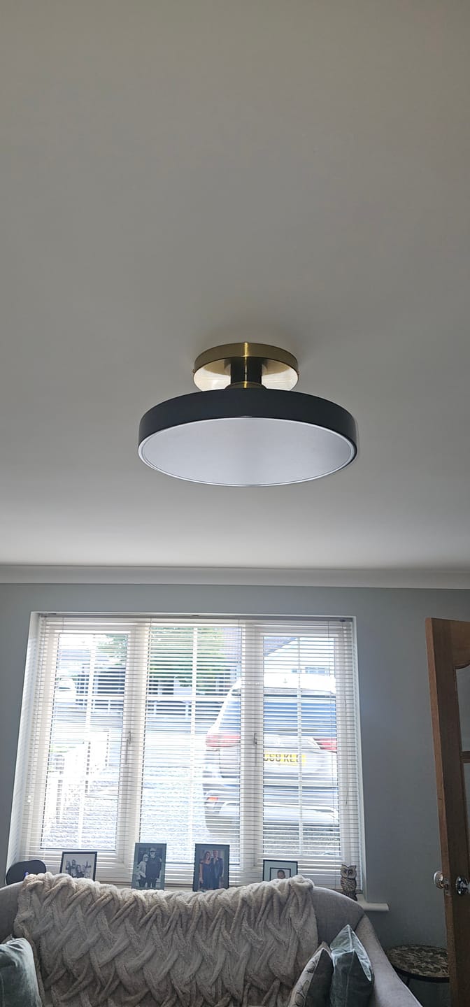 Customer photo review of Blue LED Acrylic Drum Semi Flush Mount Ceiling Light