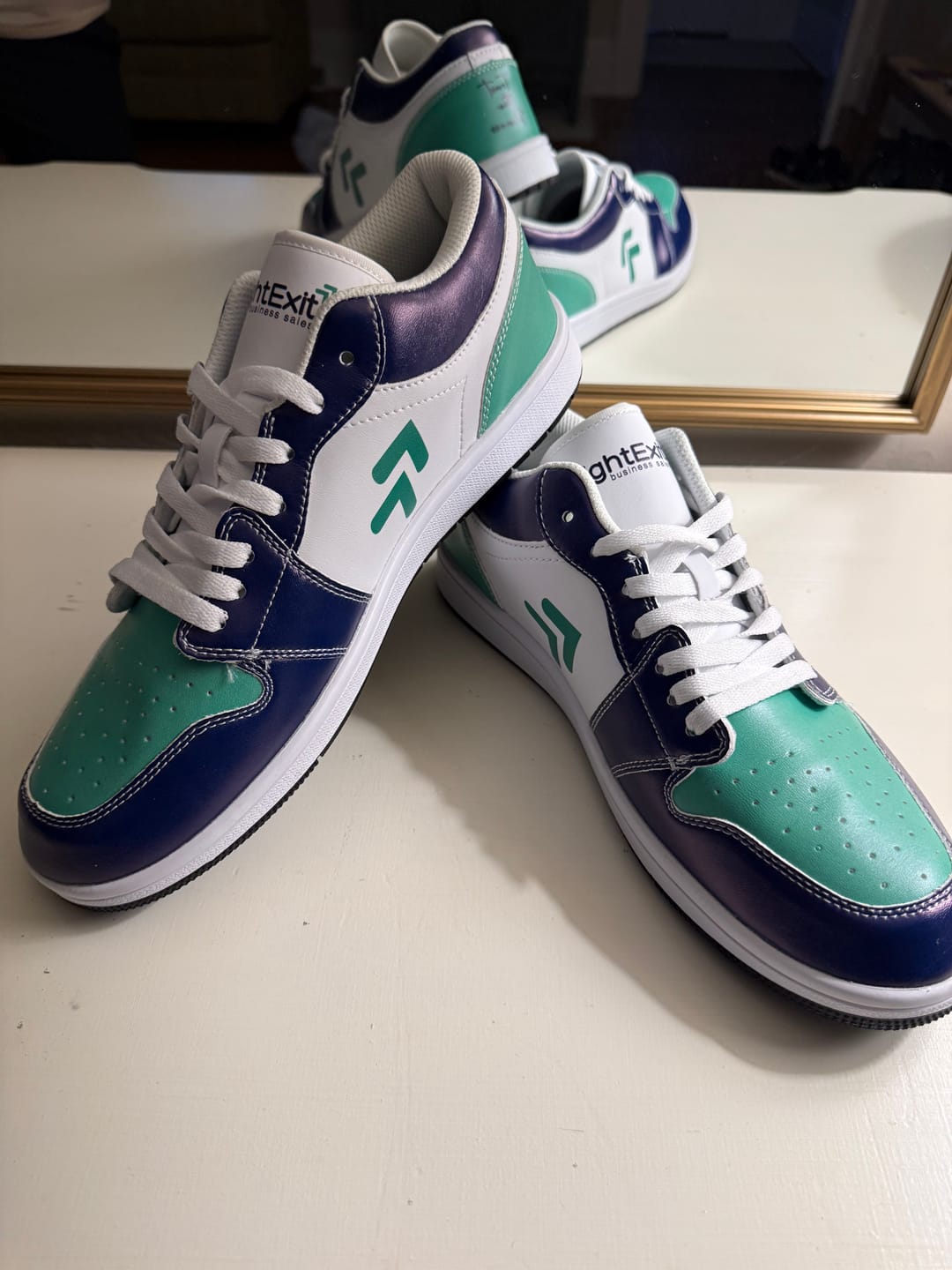 Customer photo review of Company Promo Shoes | Personalized  Sneakers For Business | Custom Logo Sneakers For Team, Events Corporate Gifts | Company Branded Shoes | Put Name or Business Name on It | AJ1-C03200