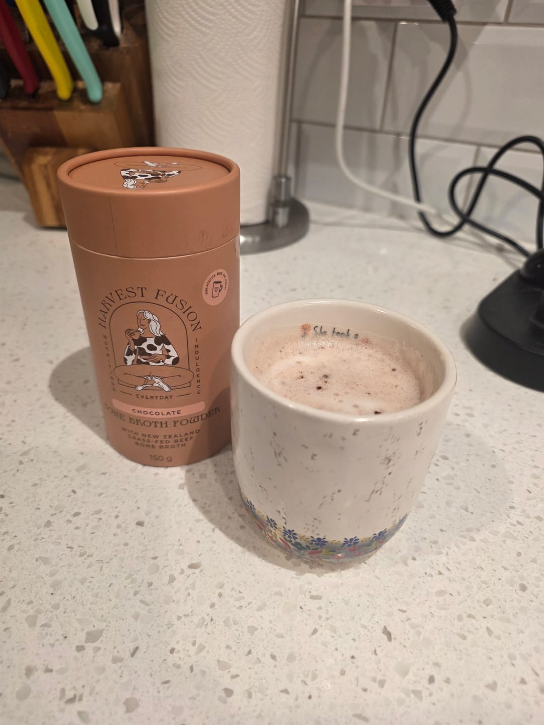 Customer photo review of Chocolate Bone Broth Powder