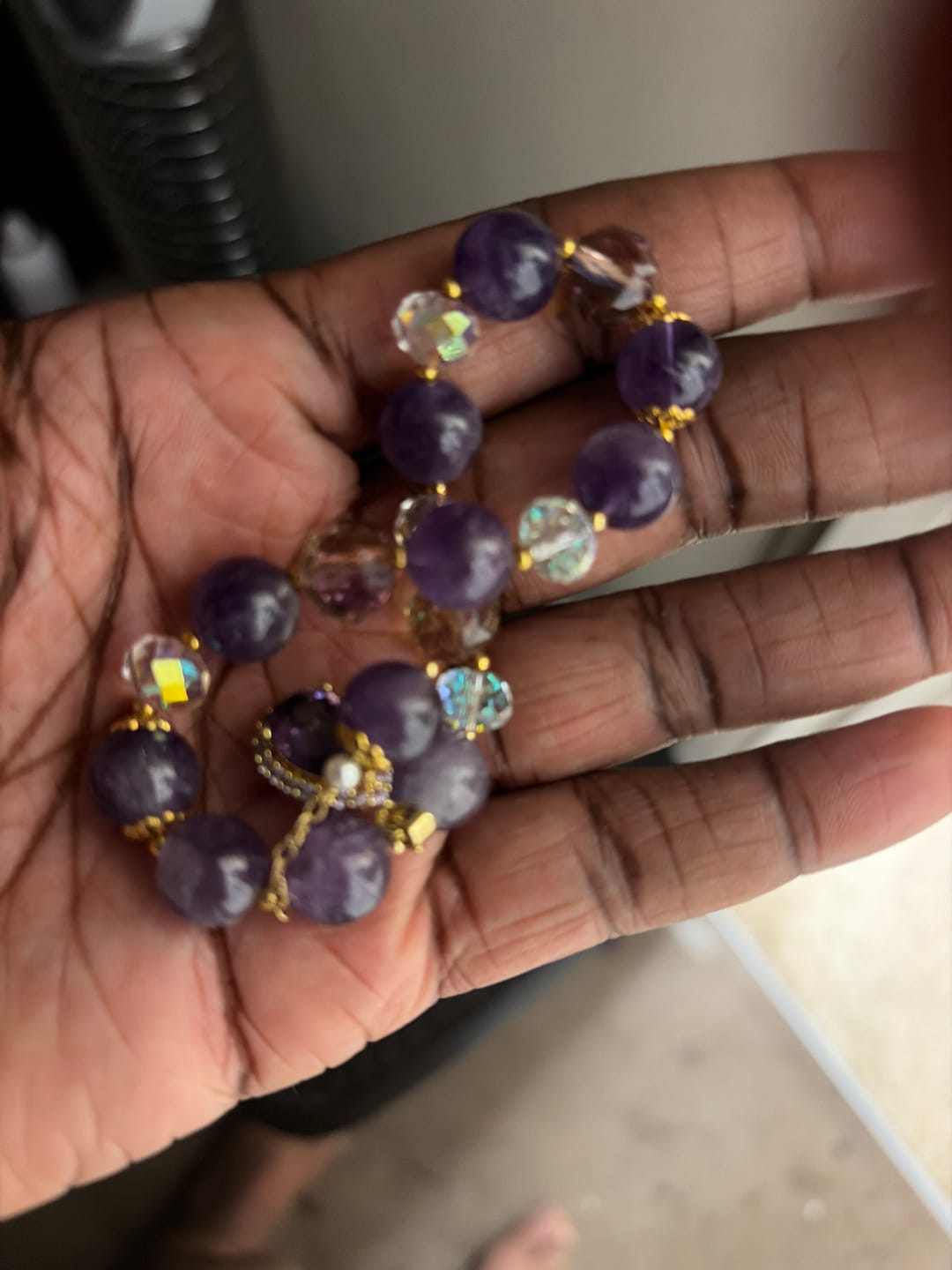 Customer photo review of Natural Amethyst Zircon Love Heart Healing Soul Charm Bracelet