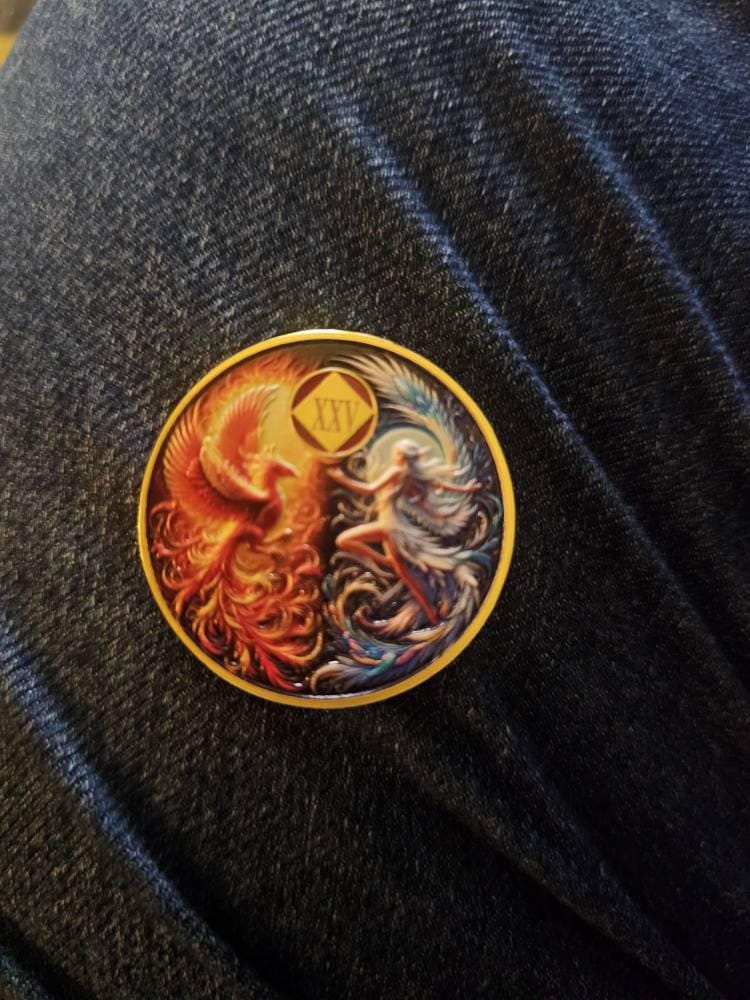 Customer photo review of Personalized Phoenix Fairy Sun and Moon NA Recovery Coin – Personalize Any Day, Month or Year