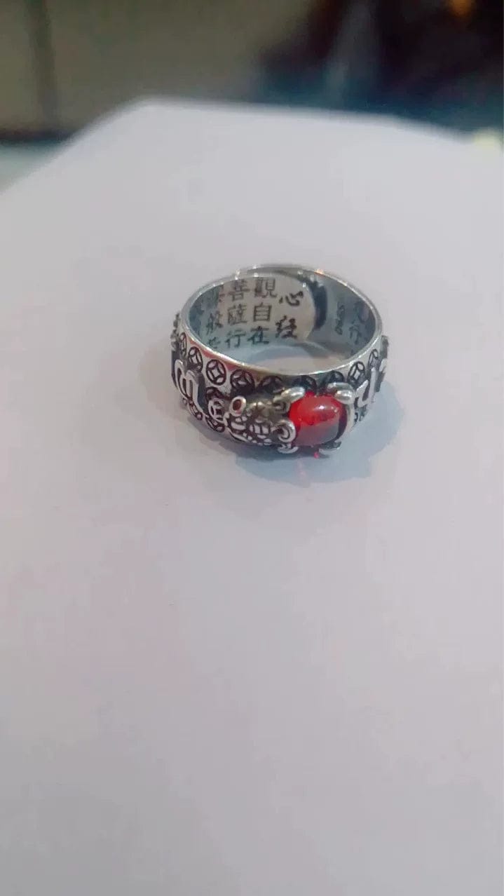 Customer photo review of FREE Today: Wealth & Protection Garnet Pixiu Blessing Mantra Ring