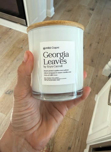Customer photo review of Georgia Leaves Candle by Eryn Carroll