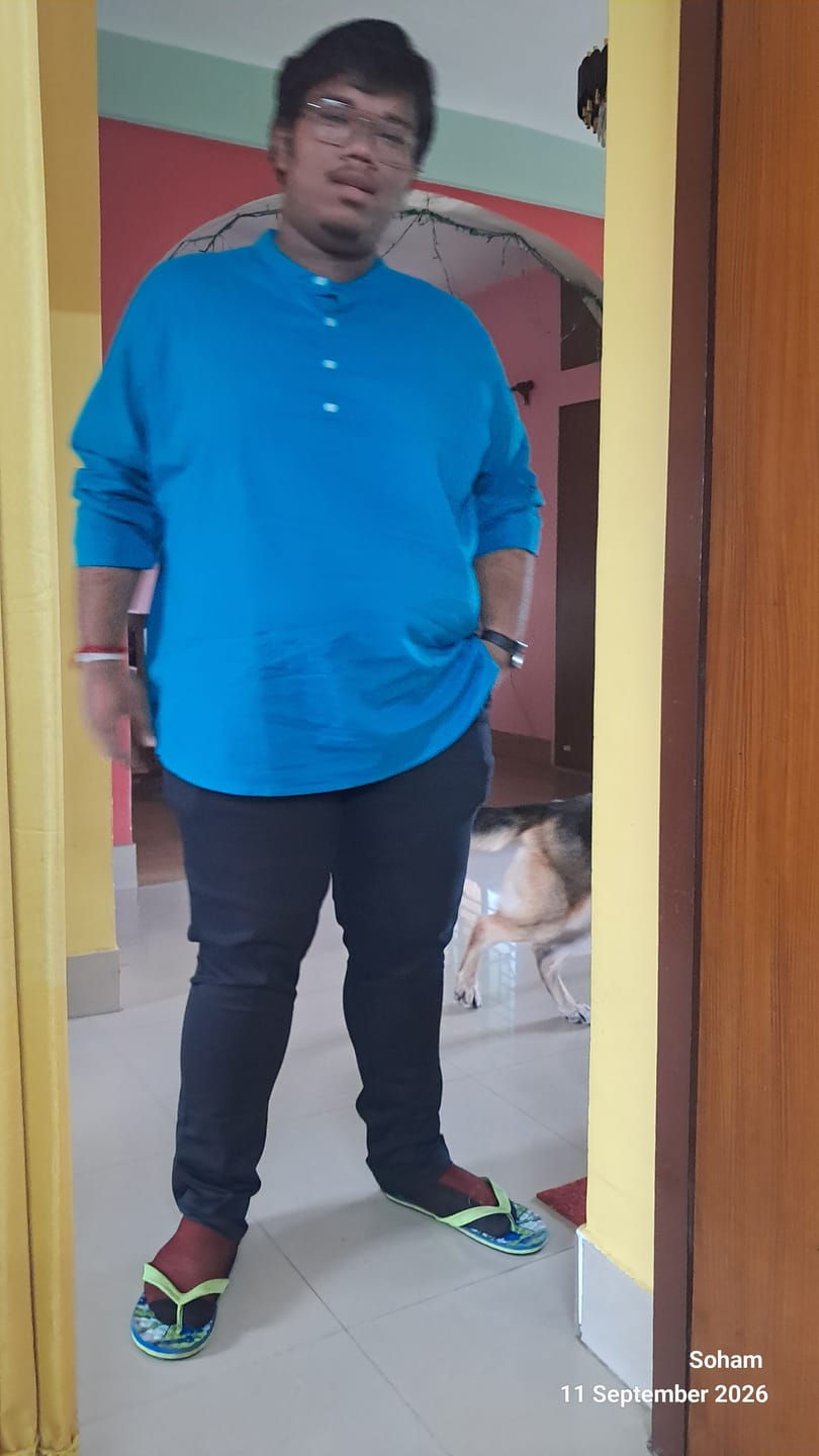 Customer photo review of Men Teal Airy Linen Short Kurta