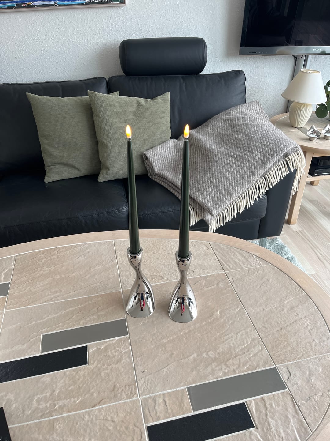 Customer photo review of LED Kertelys med Lak, 2 stk (28 cm) Mørkegrøn