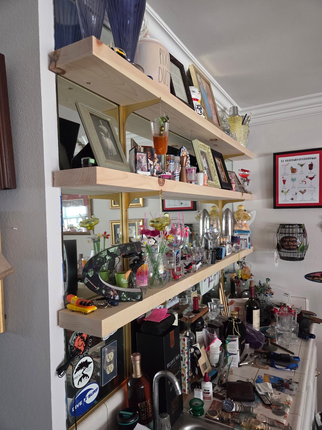 Customer photo review of Rustic Pine Floating Shelves