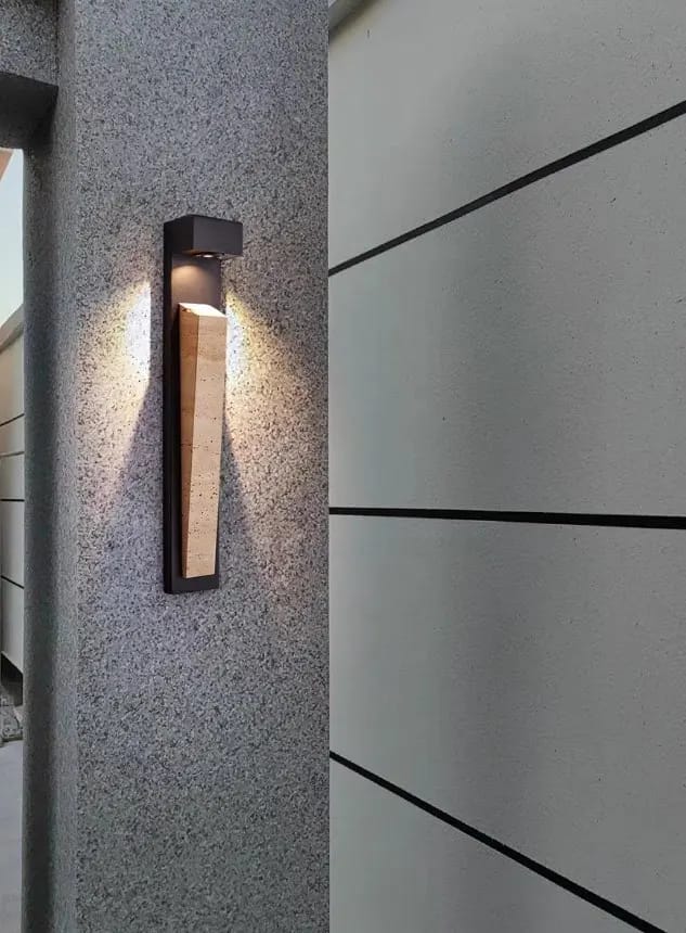 Customer photo review of Tiva Travertine Outdoor Wall Light