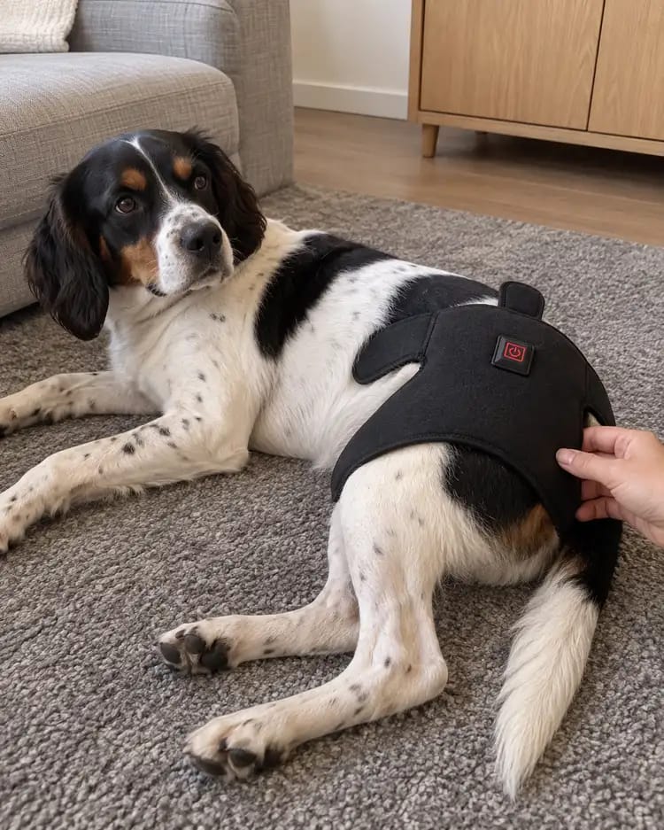 Customer photo review of LumaWrap Red Light Pet Wrap