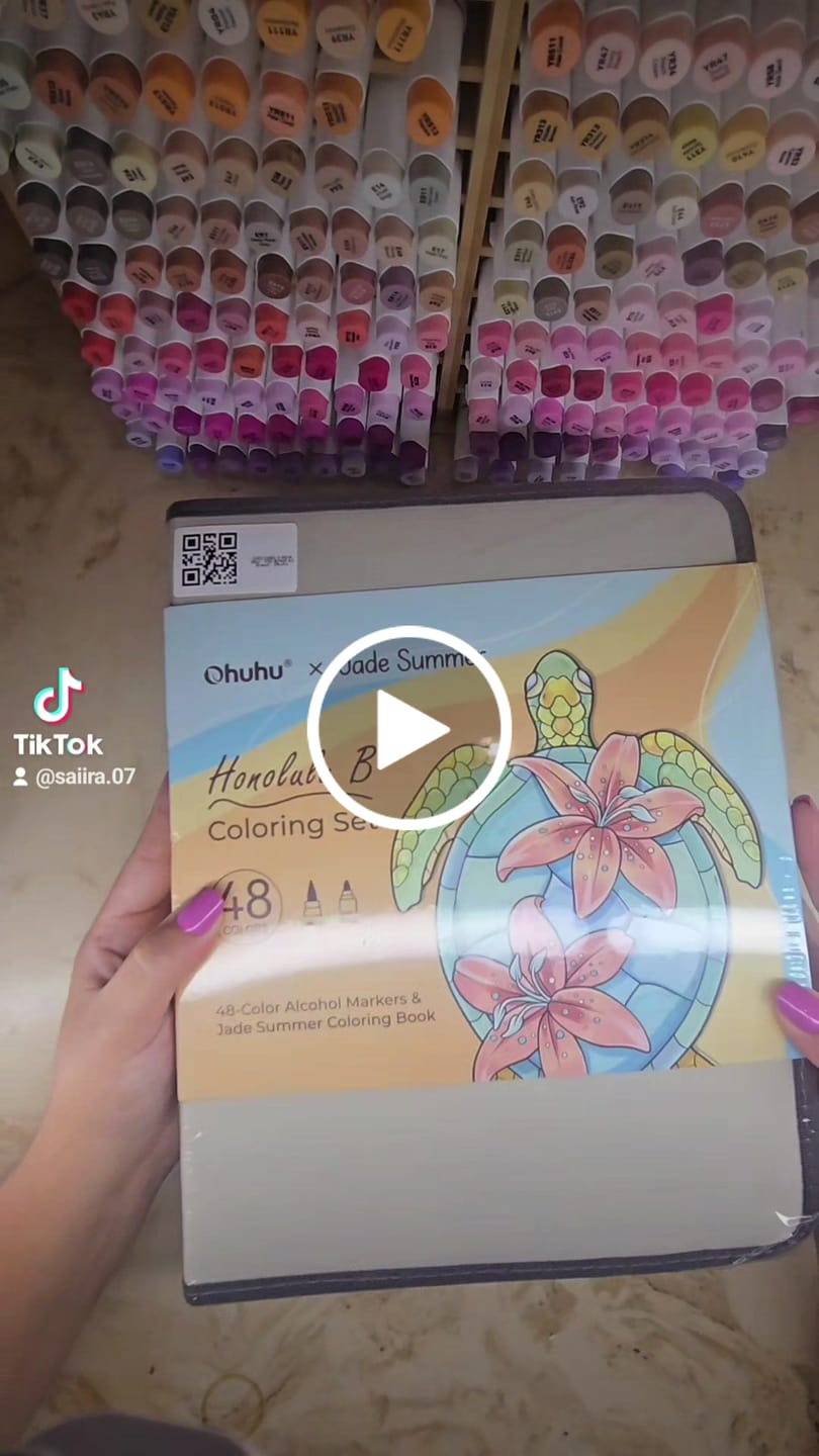 Customer video review of Ohuhu x Jade Summer Alcohol Markers & Coloring Book Set, 47 Colors + 1 Colorless Blender, Honolulu B, Brush & Fine Dual Tips