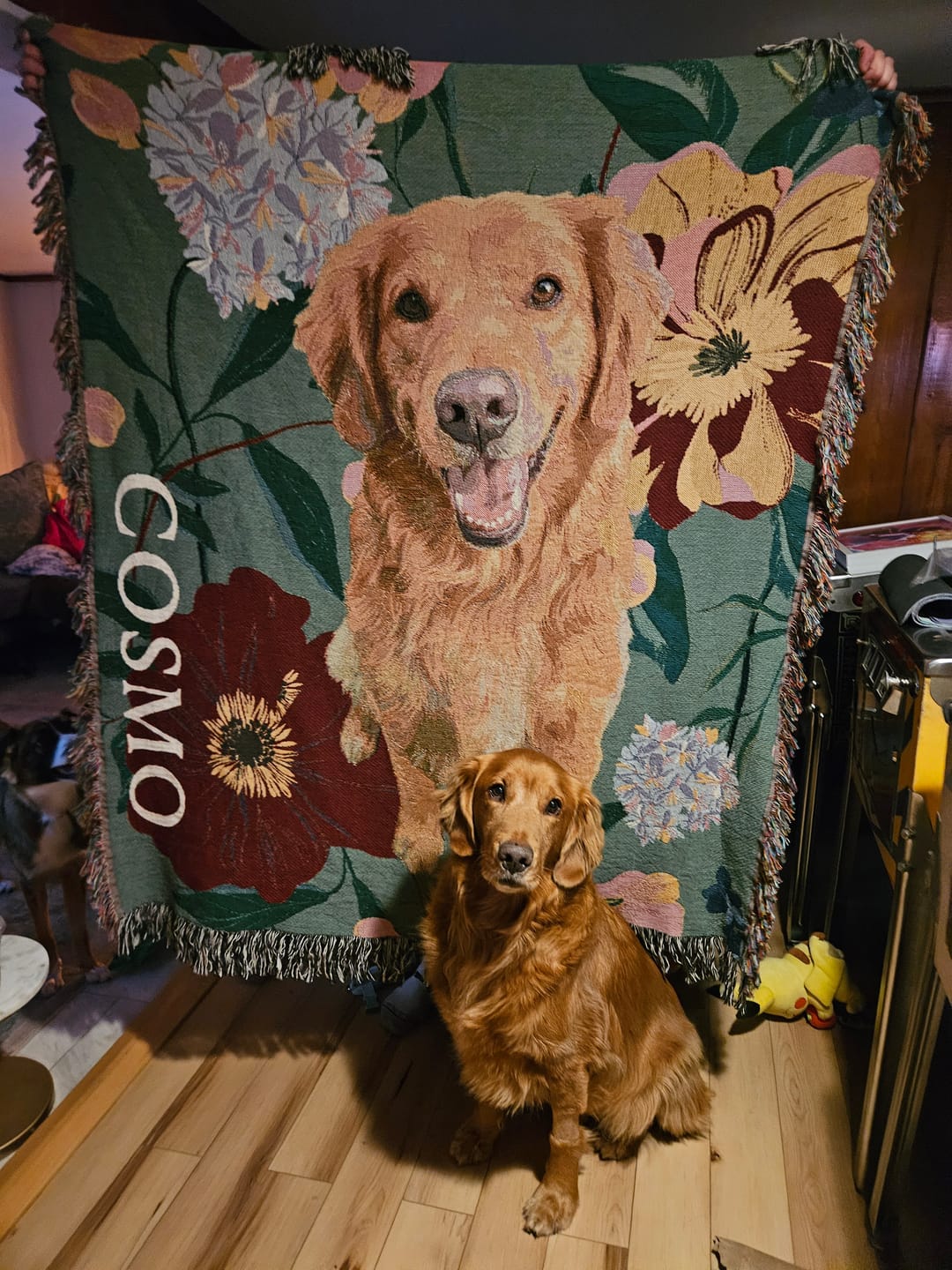 Customer photo review of Heirloom Pet Throw Blanket - Green Floral
