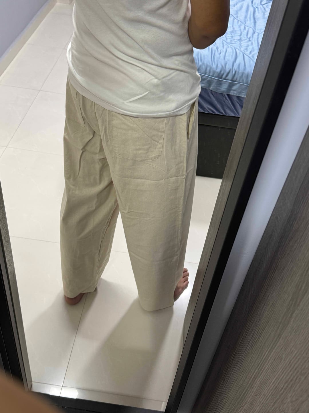 Customer photo review of Wide Leg Relaxed Cotton Pants