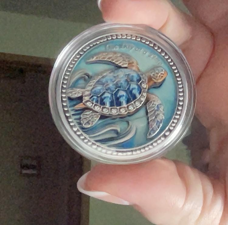 Customer photo review of 3D Turtle Sobriety Coin – One Day at a Time Recovery Token