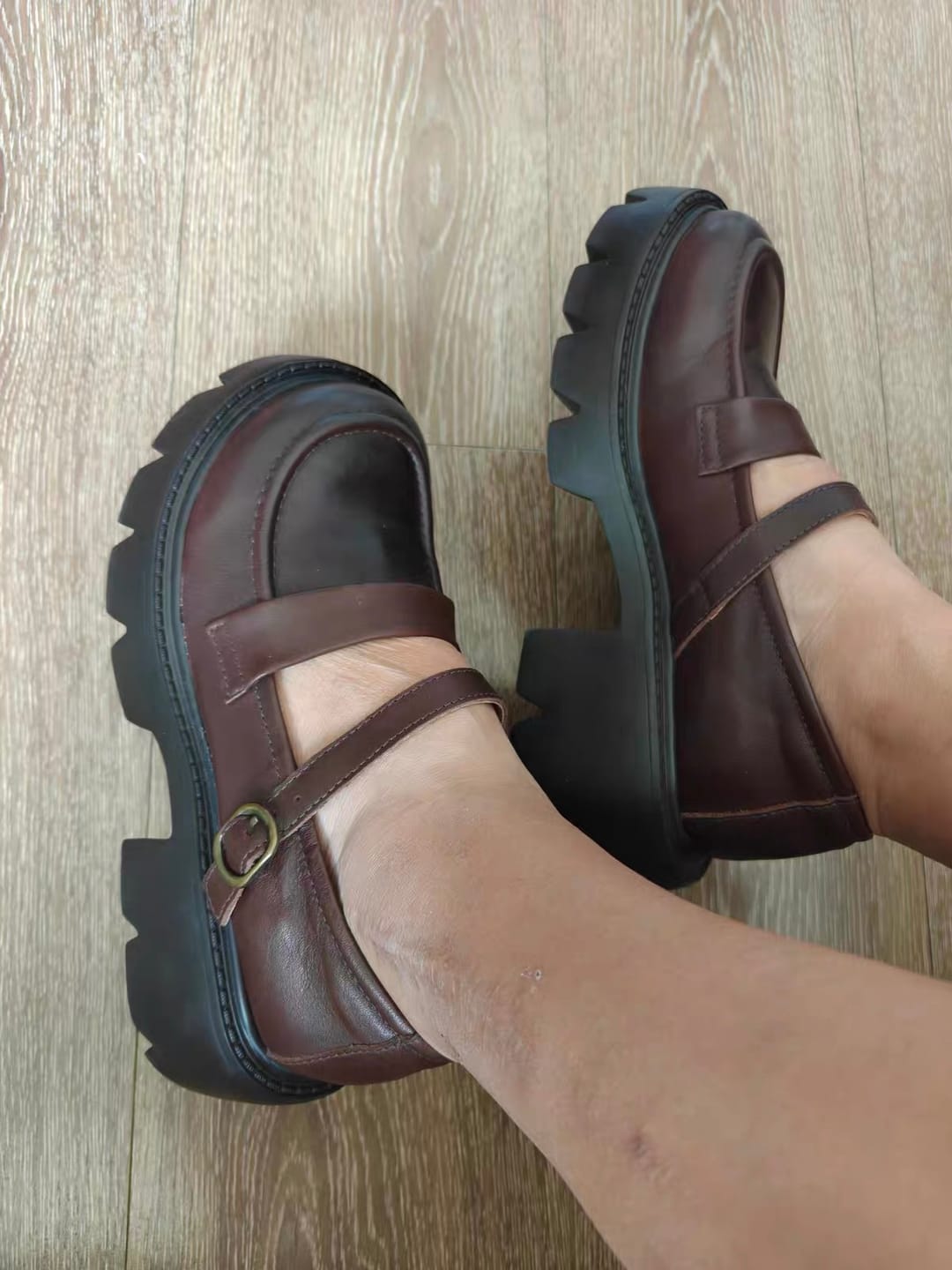 Customer photo review of Chunky Heels Wide Toe Box Mary Jane Shoes